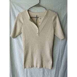 People Tree Organic Cotton Judith Knitted Top in Cream Womens US 4 UK 8